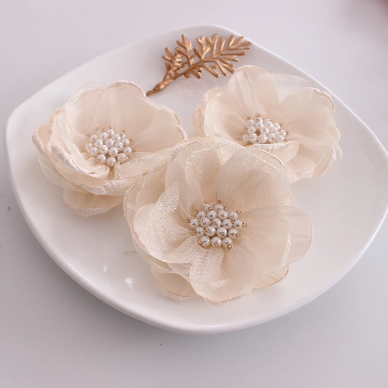 10PCS Decoration Singed Burn Flowers Rose Craft Fabric Floral For Hair Accessories Appliquaes Embellishments