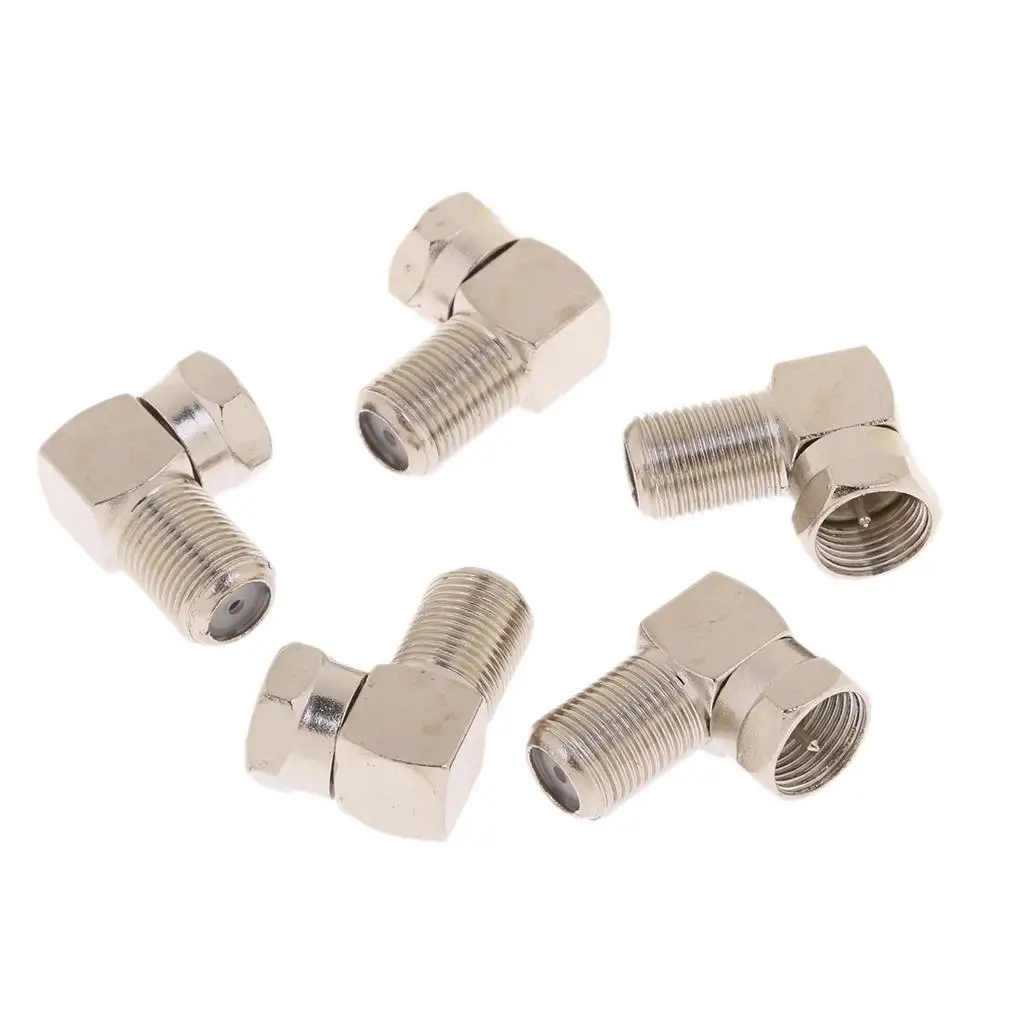 High Quality Coaxial Adapter Connector F Type Coupler Metal Right Angle TV Connectors for RG6 RG59 Cable Connection and Repair