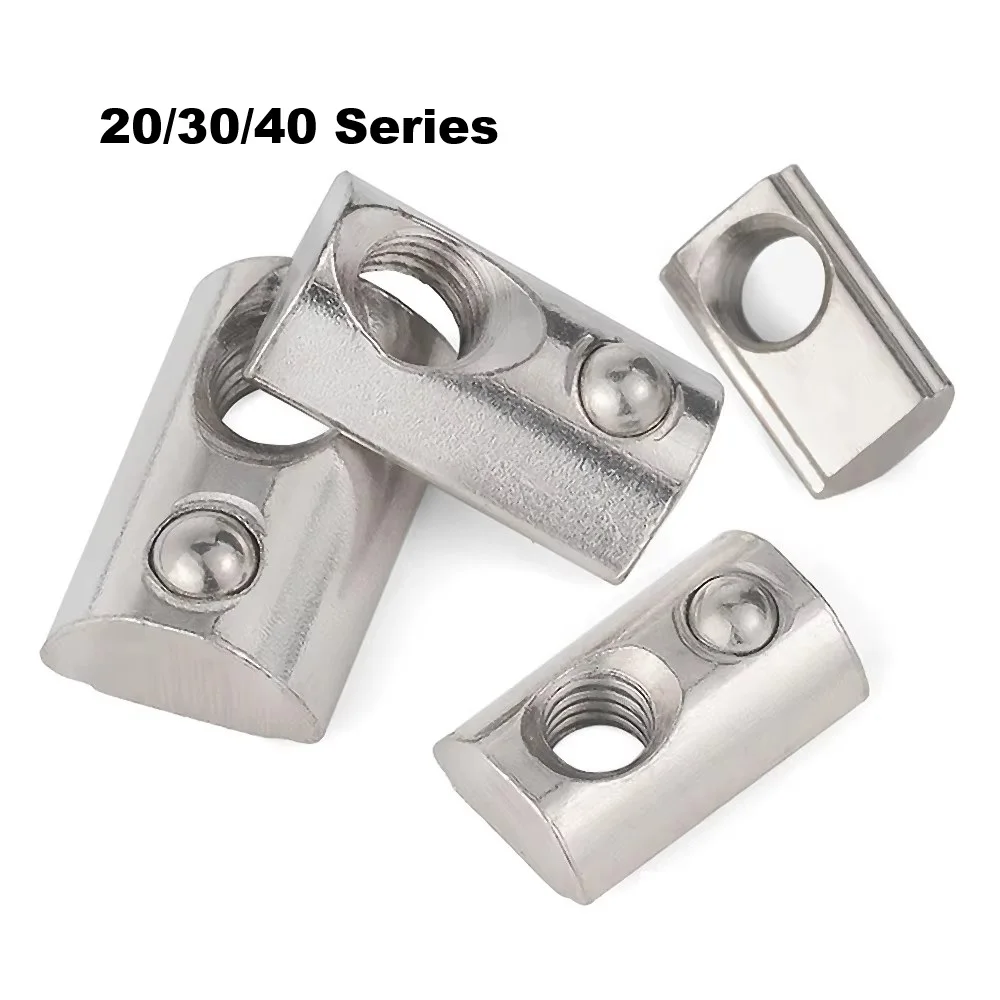 20PCS M3 M4 M5 M6 Roll in Spring T-nut with Ball for Aluminum Extrusion with Profile 2020/3030 Series Aluminum Profile Groove 6