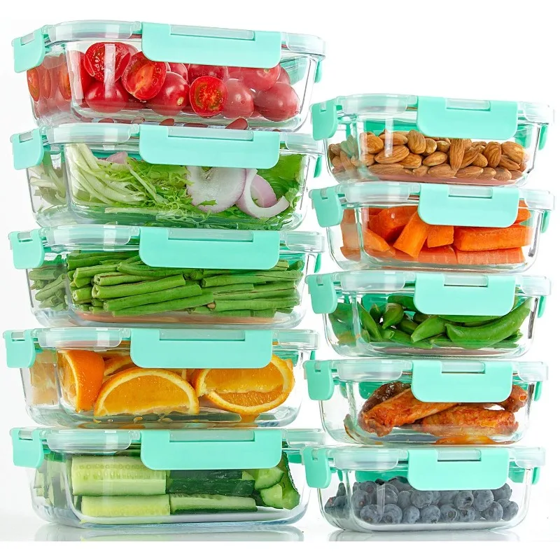 [10-Pack] Glass Food Storage Containers with Lids, Airtight, BPA Free, Meal Prep Containers for Kitchen, Home Use