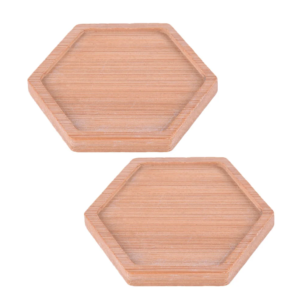 

2 Pcs Saucer Serving Tray with Handles Platter Cup Coasters Small Hexagon Succulent Plants