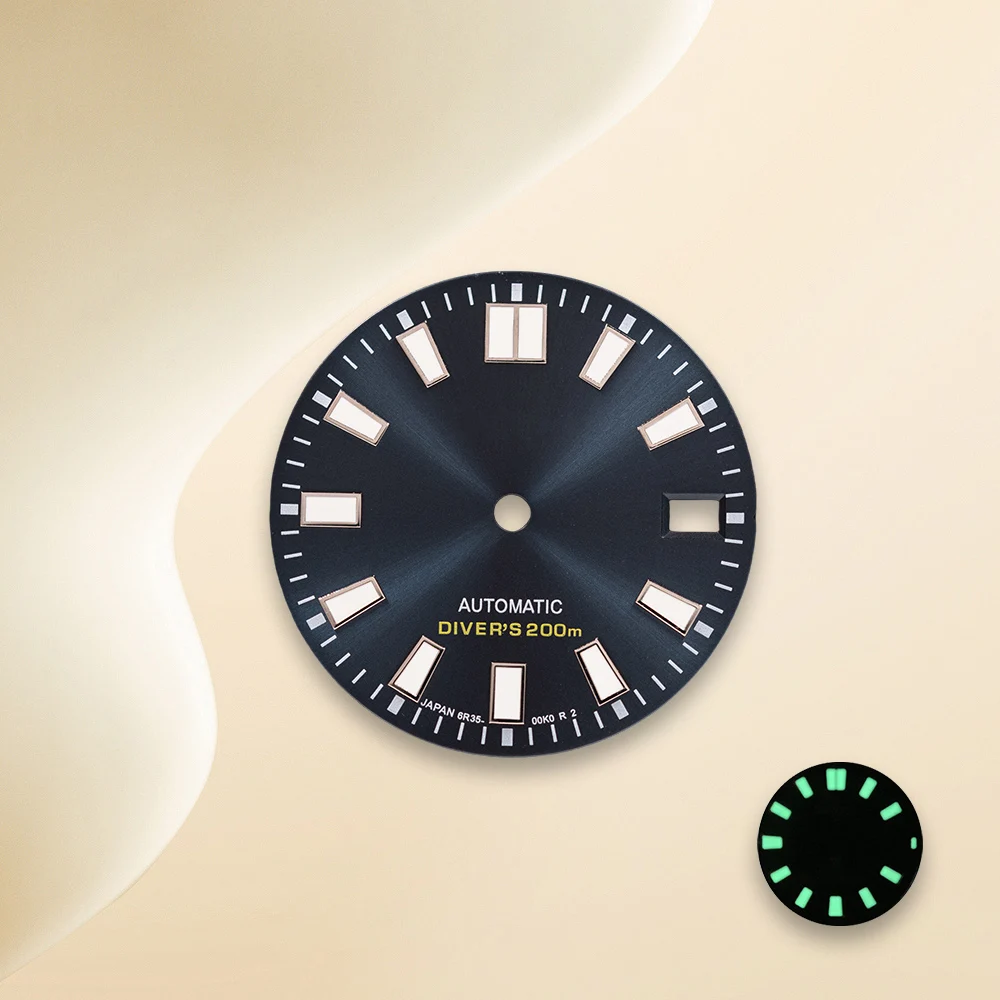 28.5mm logotipo s sub/skx007 dial fit nh35/nh36 movimento c3 forte verde luminoso de alta qualidade nh35 acessórios de modificação de relógio