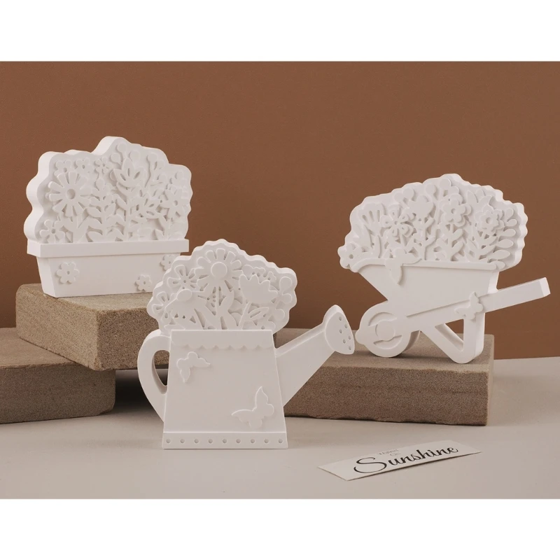 Garden Cart Pots and Watering Can Crafts Molds Versatile Molds for Crafting Garden Cart Pots and Kettle Shaped Ornament