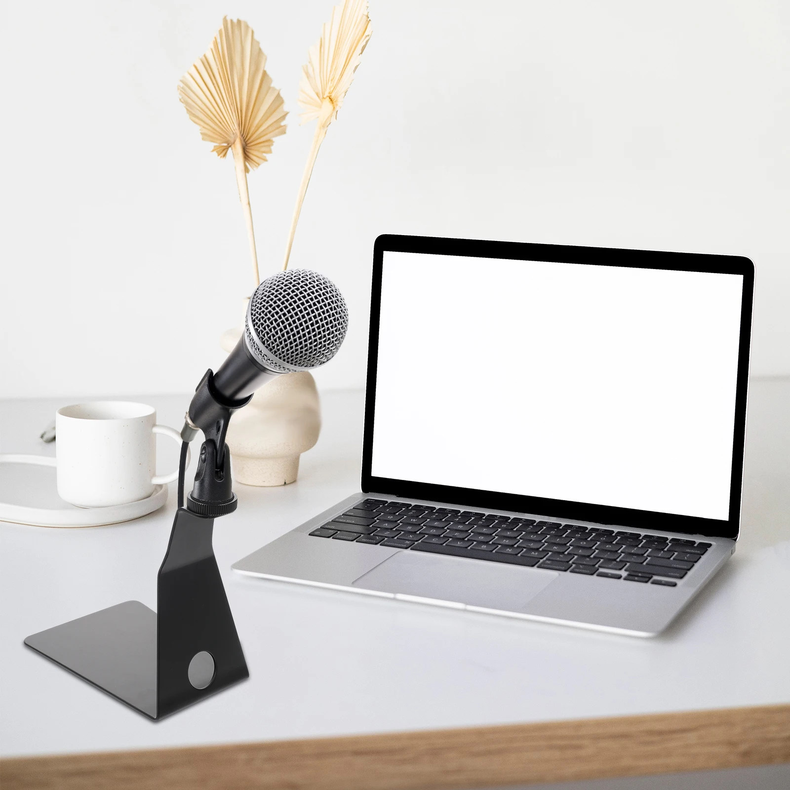 

L Shaped Microphone St Desktop Mic Holder Hollow Design Easy Wire Triangle Shock Mount 3 5 Screws Stable Clamp Metal Base Non