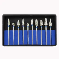 10Pcs Dental Tungsten Carbide Burs Kits Tungsten Dental Milling Cutters Tungsten Steel Grinding Head Lab Burrs Tooth Drill