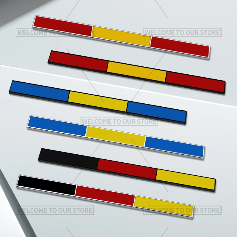 3D تصفيف السيارة إيطاليا فرنسا ألمانيا السويدية ثلاثة ألوان شعار دراجة نارية شارة ملصقات معدنية السيارات الخلفية الجذع الشارات #3