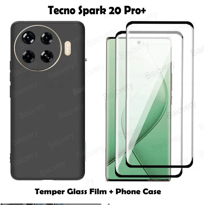 Tempered Glass Tecno Spark 20 Pro+ Spark 20Pro Plus Casing Phone Cover with Screen Protector Film Explosion Proof Film