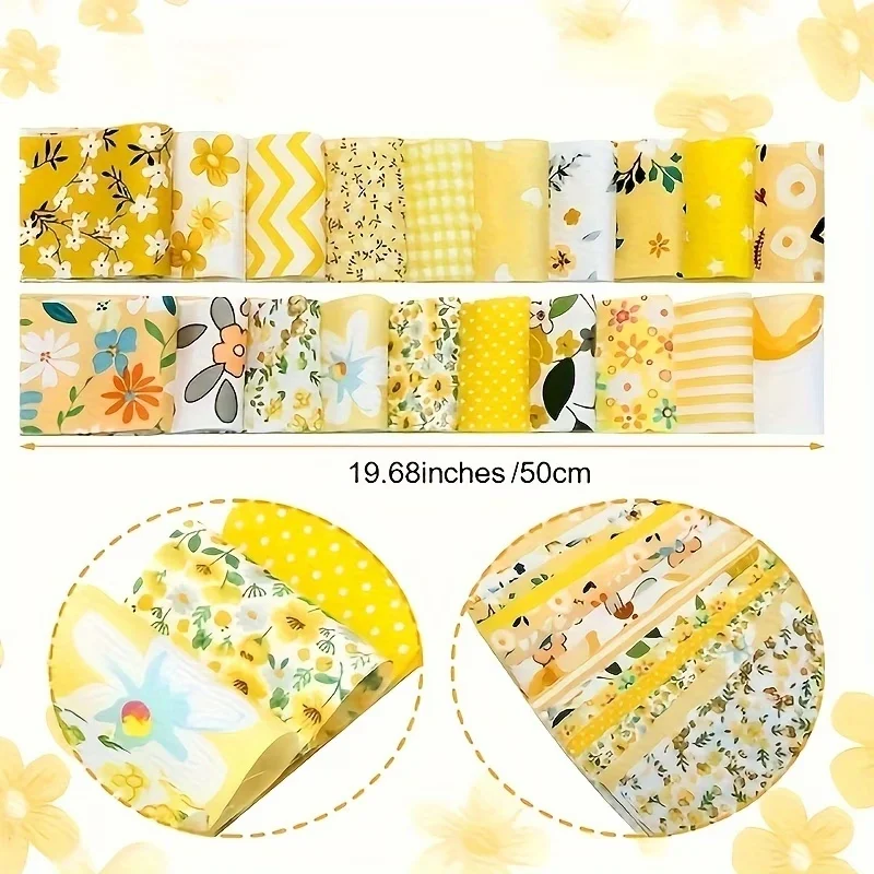 40 Stück Blumenmuster-Quiltstoffstreifen, 100 % Baumwollstreifen für Patchwork, Nähen, DIY, Handwerk, Bastelbedarf, 6,5 x 50 cm/2,55 x 19,68 Zoll – Detail 3