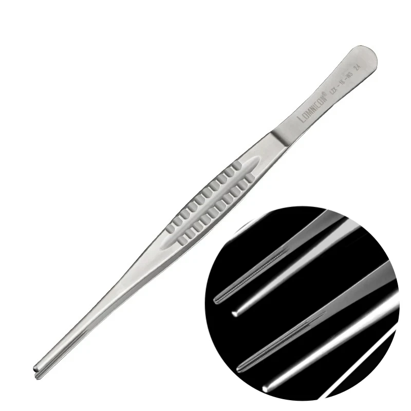 

Атрауматические тканевые щипцы Дебаки 14/16/18 см, тупые, прямые, с 1-2 рядами неатрауматических мелких зубцов