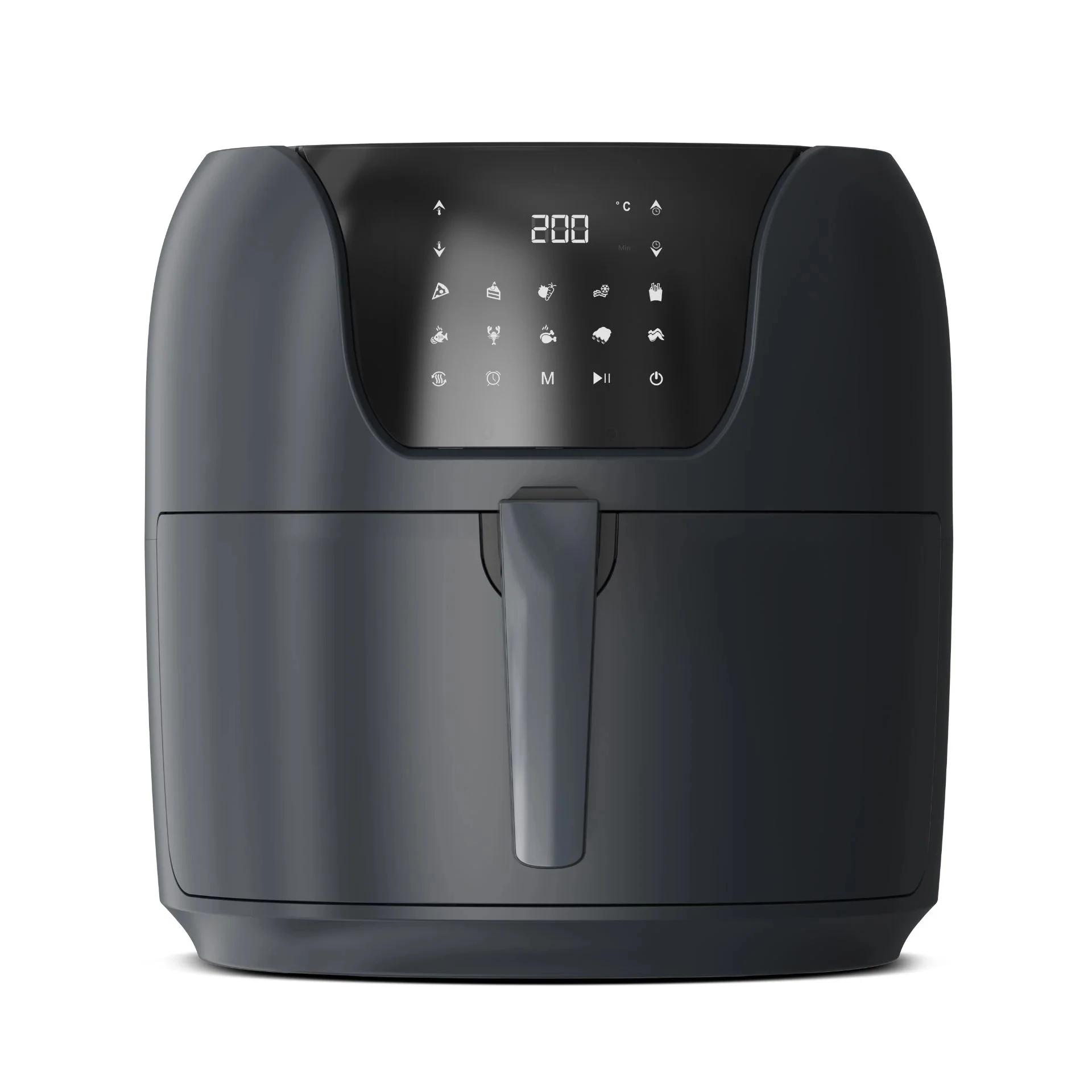 Modern Stainless Steel LED Touch Screen Electric Deep Fryer LCD Display Air Fryer Oil-Free Grill Dishwasher-Safe for Household