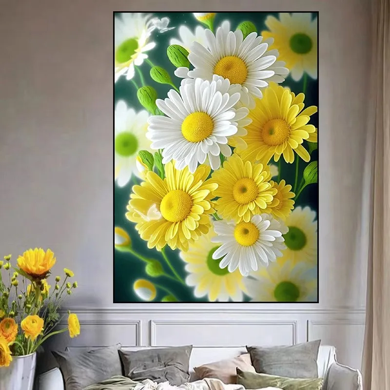 

Набор для вышивания крестиком «Простая ромашка», маленький, для столовой, гостиной, спальни, современный, хлопковая ткань, растение, цветок...