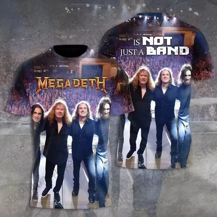 New Metal Rock Band Megadeth Skull 3d Print T-shirt Men Women Fashion Street Sports Short Sleeve Tops Tees Men Clothing Music