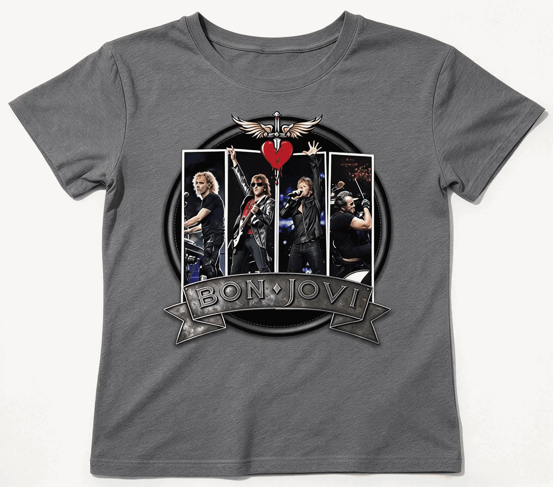Bon Jovi Cotton Retro Unisex Casual Fashion T-shirt High Street Oversized Unisex Trendy Print T-shirts for Men Women Couples TEE