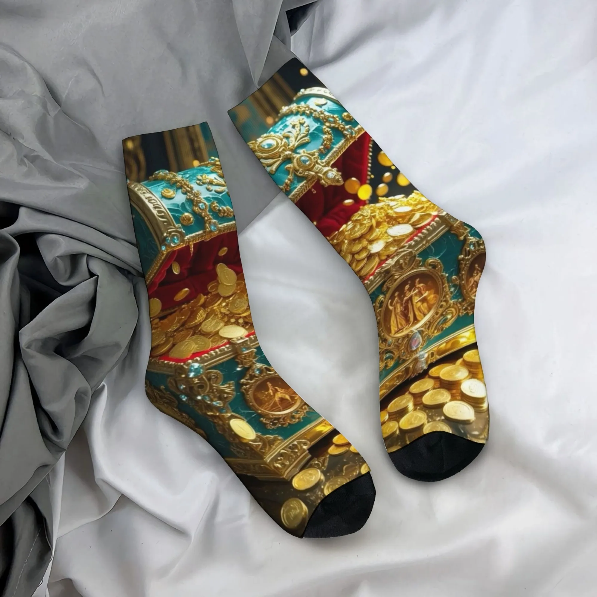Luxuriöse Palace Gold Crew-Socken, barocke Socken mit Retro-Reichtumsdruck, Geschenk für barocke Luxus- und edle Fans im Retro-Stil