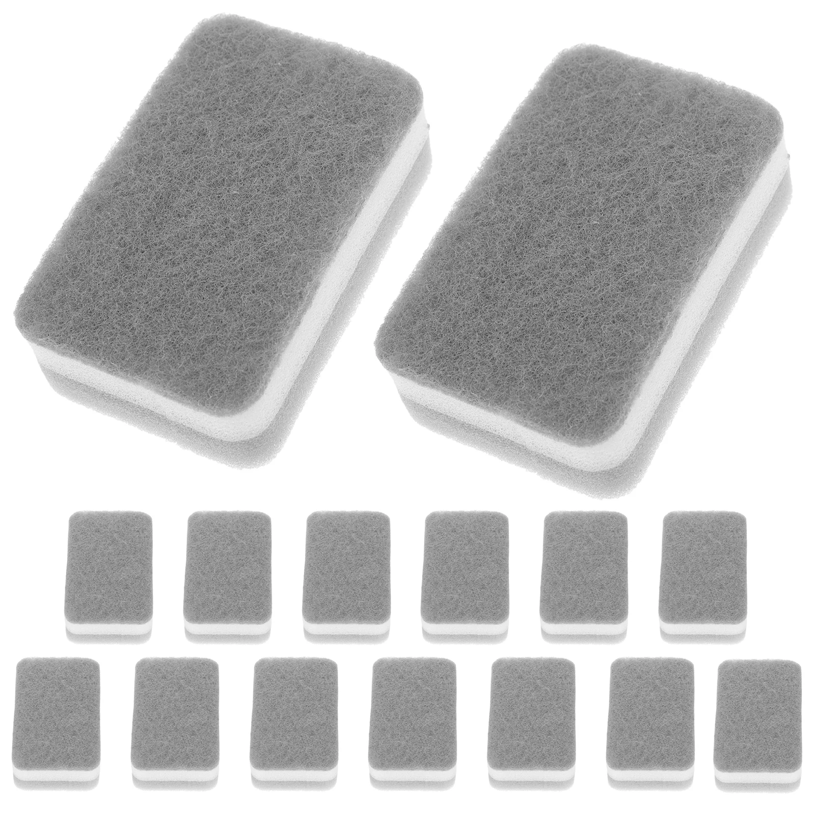 

15pcs Sponge Scouring Pads Cleaning Scrubbing Dish Sponges Kitchen Camping Grey White Reusable Water Absorbing Delicate Surface
