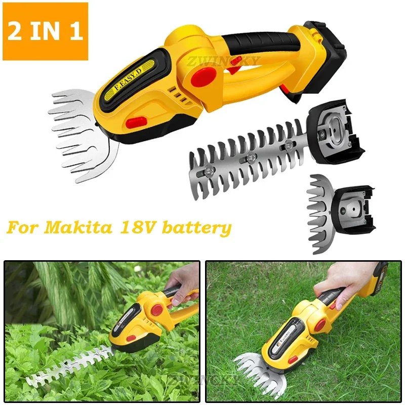 2 in 1 Electric Hedge Trimmer for Makita 18V Li-ion Battery Household Lawn Mower Garden Bush Scissors Garden Grass Scissors