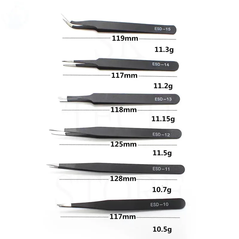 Tweezers 6-piece Hand Polished Stainless Steel BGA Jumper Repair Tools Non-Magnetic Micro Soldering Forceps Tool