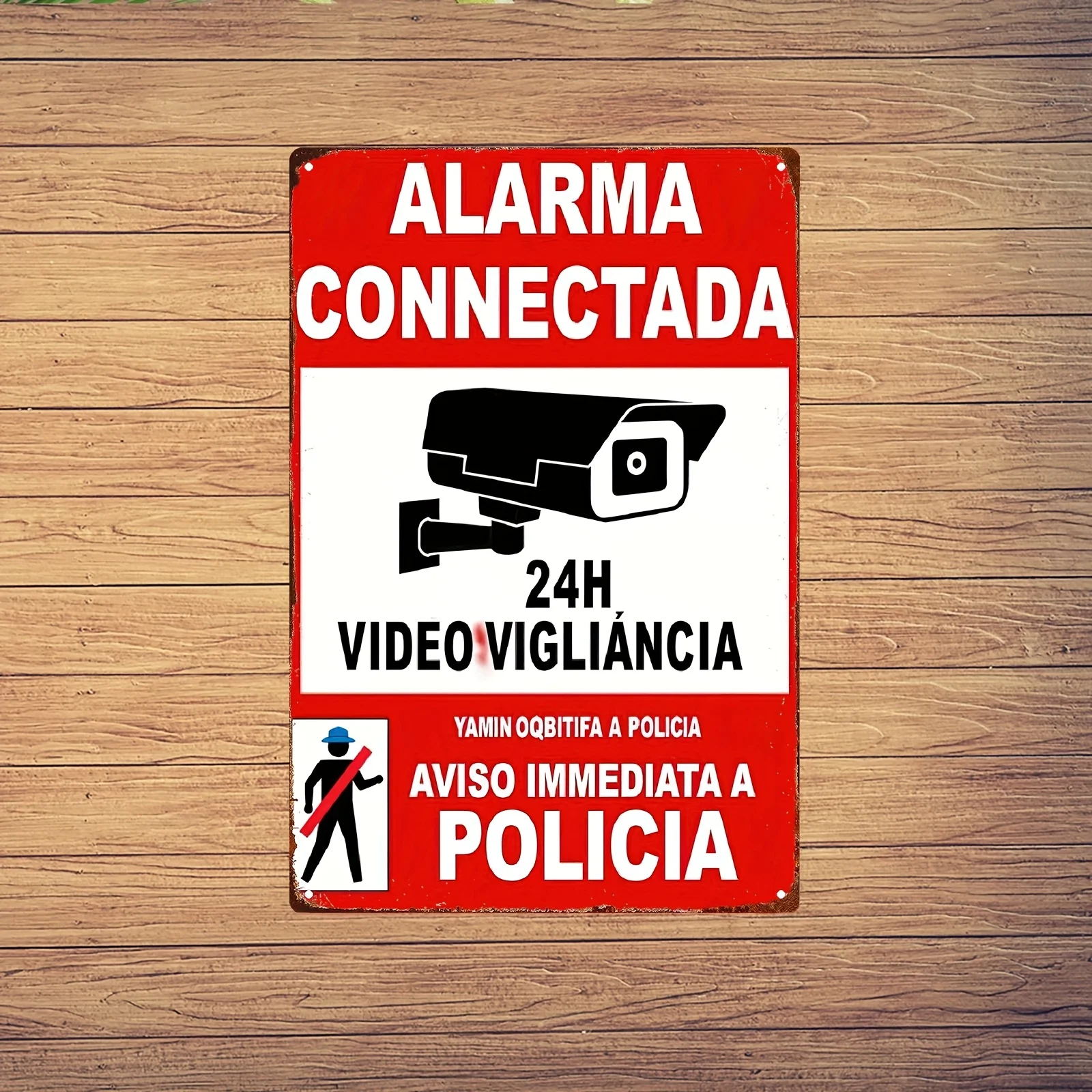 Home Security Logo - 24H Security Alarm Bilingual English/Spanish Metal