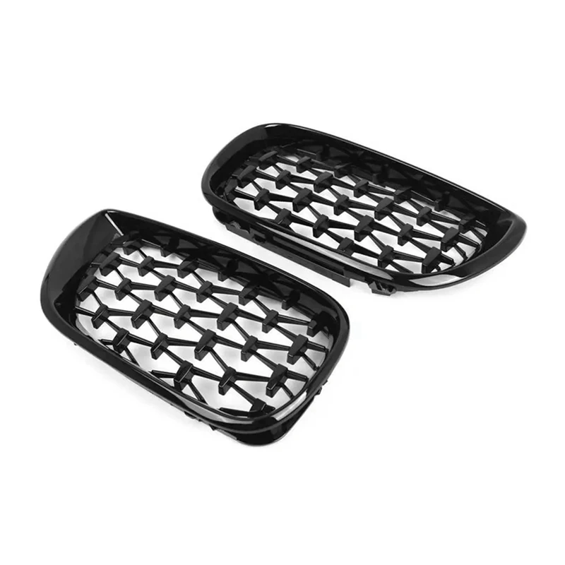 Car Diamond Gloss Black Front Grill Kidney Grille For BMW E46 4-Door Sedan 2002-2005