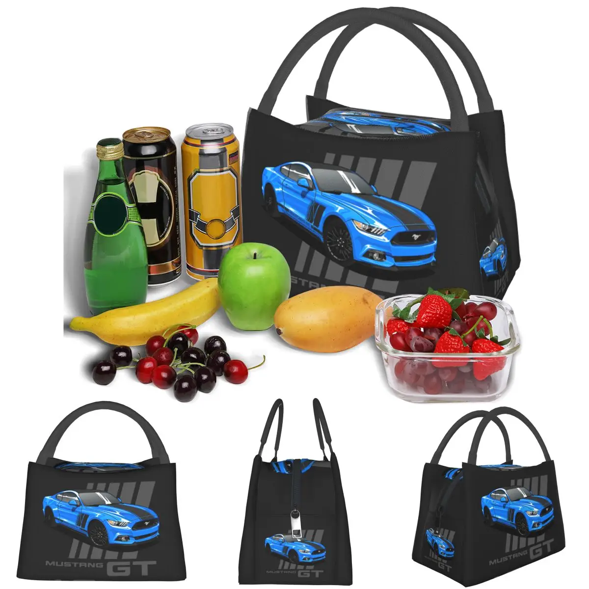 Mustang Gt Lightweight Handheld Insulated Lunch Bag Large Capacity for Adults Students Travel Picnic