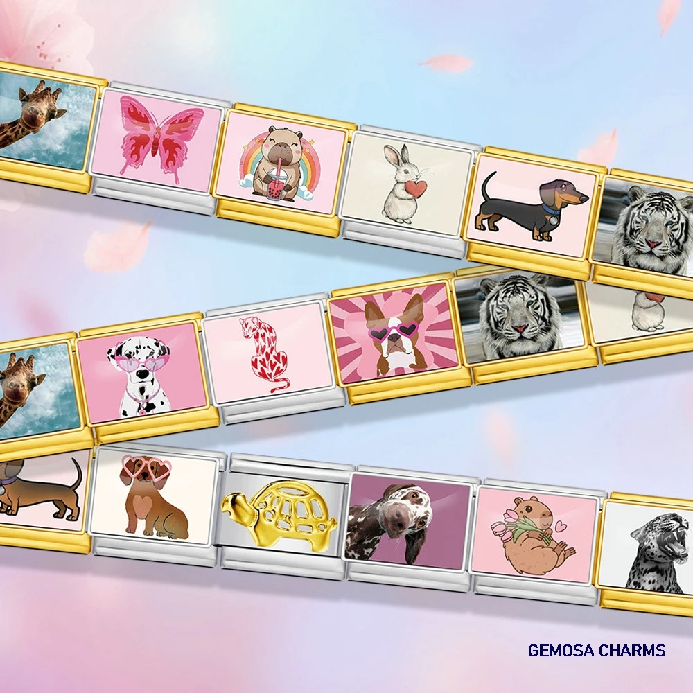 gemosa-9-мм-дизайн-pet-series-Итальянский-браслет-из-нержавеющей-стали-Изготовление-звеньев-Красочный-кролик-Леопард-Собака-Тигр-Очаровательные-ювелирные-изделия-diy