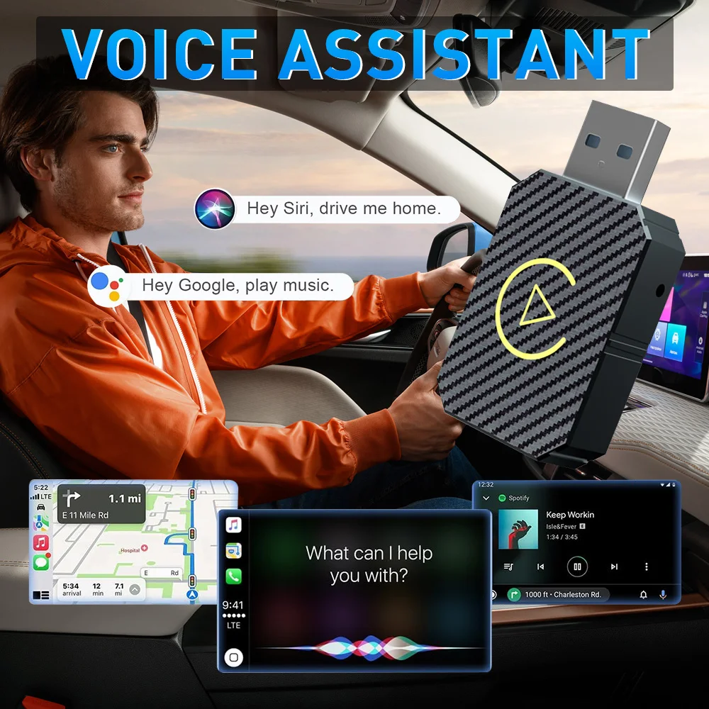 

Мини-адаптер CarPlay 2 в 1, автоматический адаптер для Android Type-C/USB Plug Play, автоматическое подключение CarPlay, совместимое с 99%