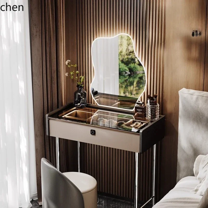 GZ-16 Italian Minimalist Solid Wood Dressing Table High-End Master Bedroom Makeup Table Small Lockable Makeup Table