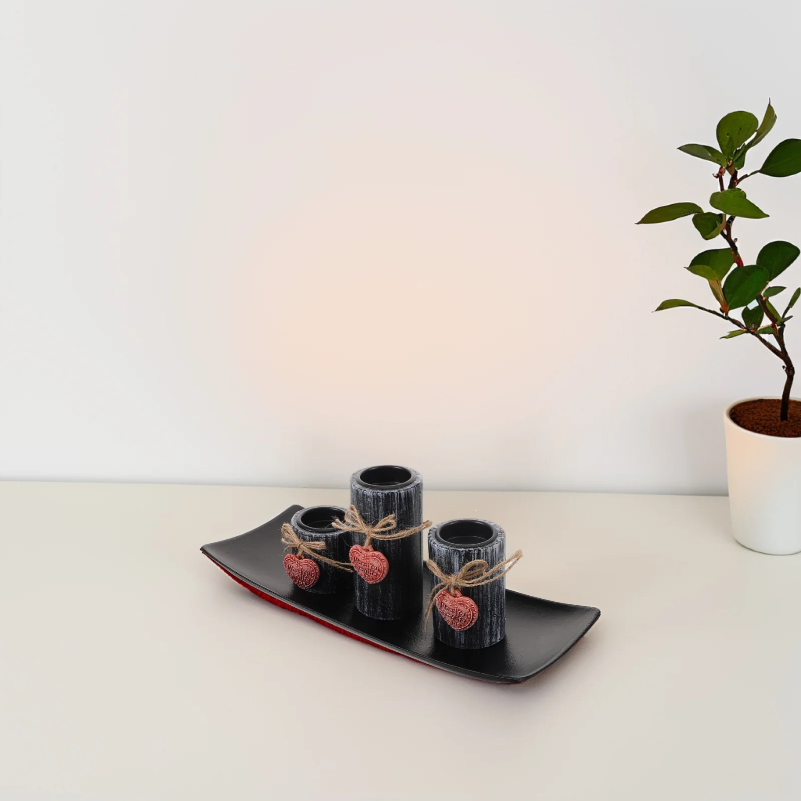 

Heart Shaped Holder Set Valentines Day Vintage Wood Tealight Decor Rustic Coffee Table Centerpiece Dining Room