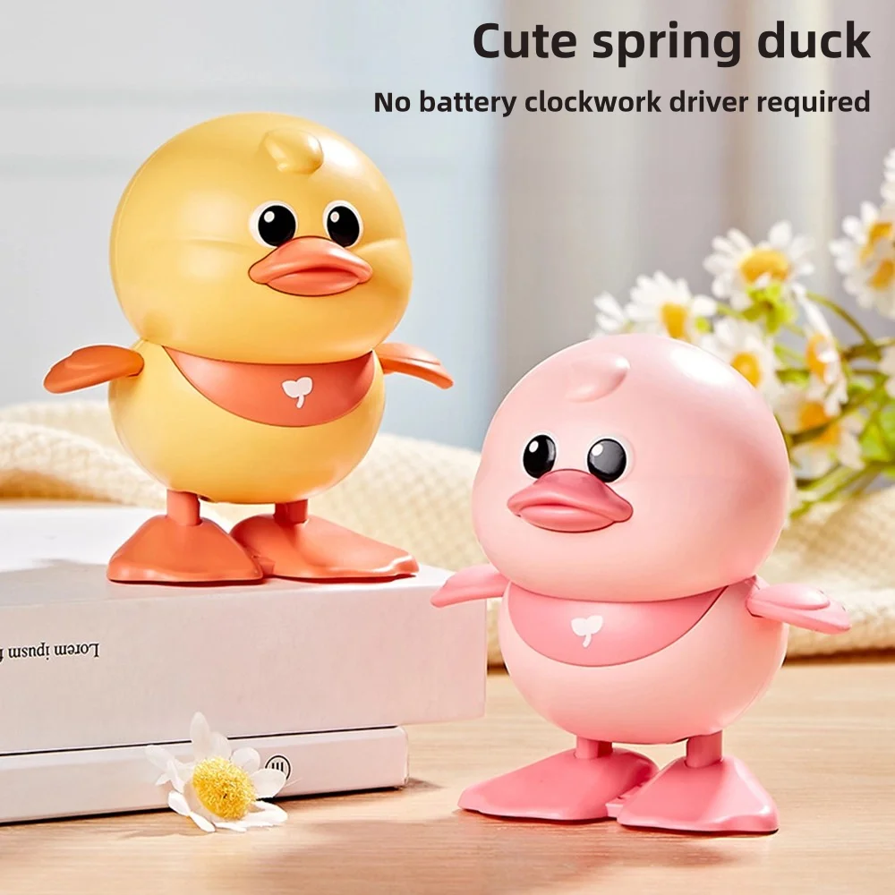 Children's Wind-Up Toy Chicken, Fun and Realistic Wind-Up Animal That Can Move, Run, and Crawl for 1-2 Year Old Babies, Little Yellow Duck, Jumping Duck, Small Animal for Infants and Toddlers