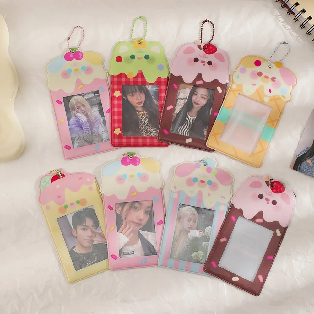 Kawaii Organizer ผู้ถือบัตร PVC การ์ตูน Photo Card Case ผู้ถือบัตรพวงกุญแจ