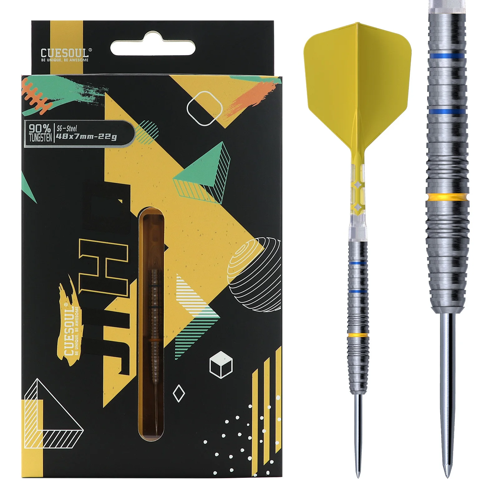 CUESOUL JIHO S6 22/24g Steel Tip 90% Tungsten Dart Set with ROST T19 Flights