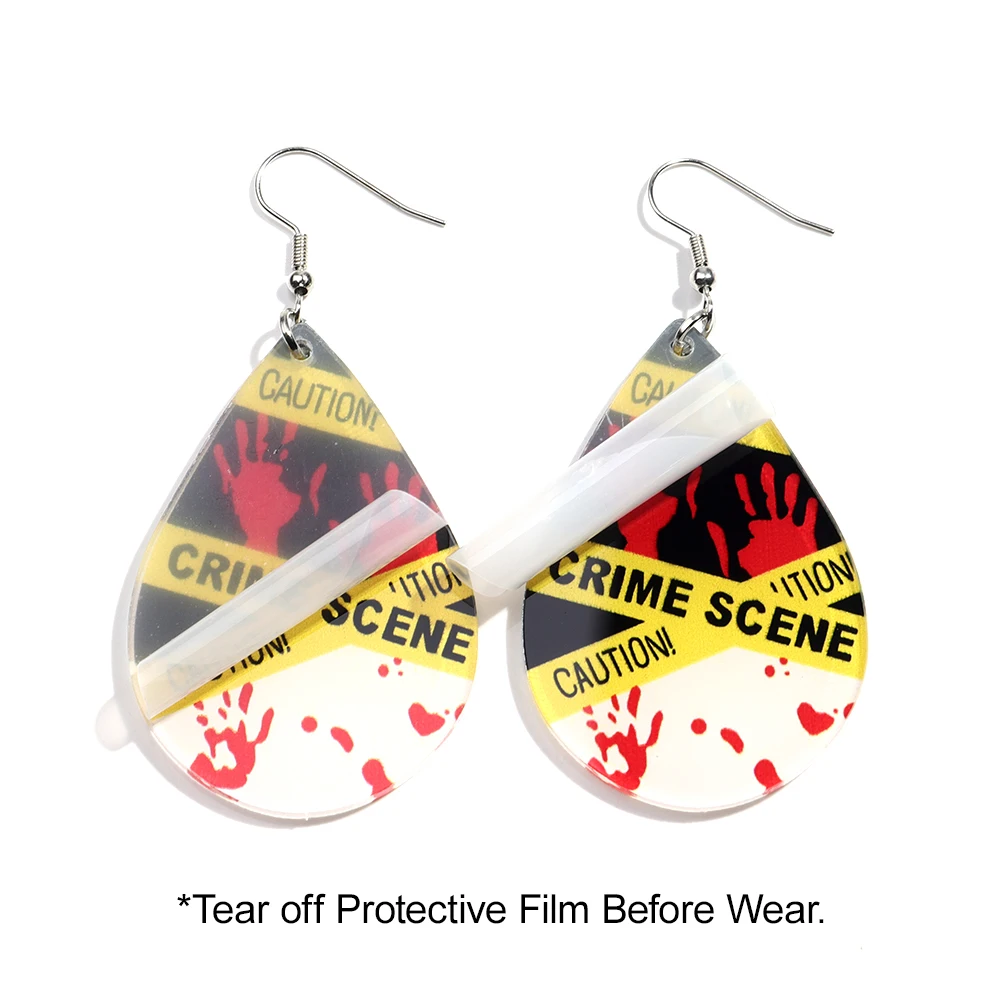 أحدث هالوين الجريمة المشهد مربع الاكريليك أقراط للنساء القوطية الدم النخيل الجمجمة انخفاض القرط هدايا مجوهرات الحفلات الرهيبة #5