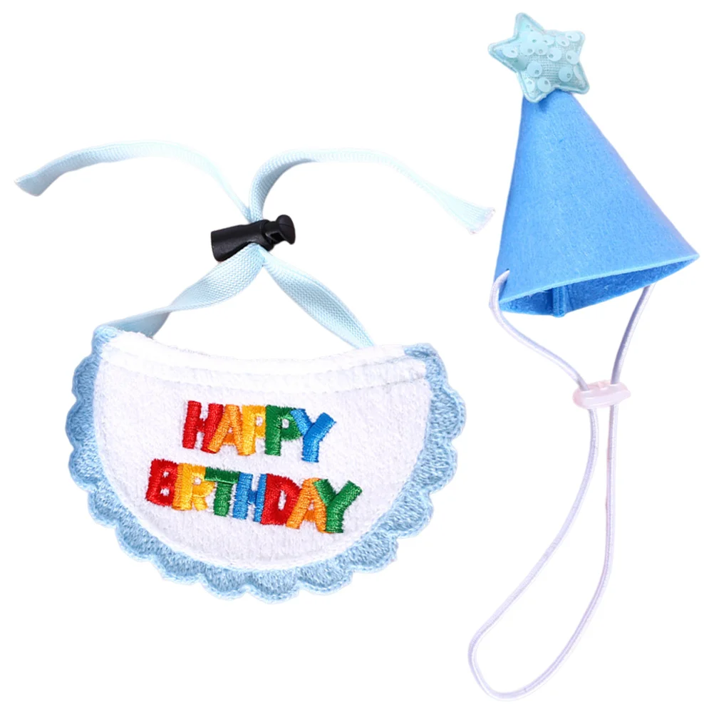 

1 set Pet Birthday Bib Hat Kit for Cat Dog Sky Pentagram Decorative Costume Outfit Accessories Photo Prop Grooming Party