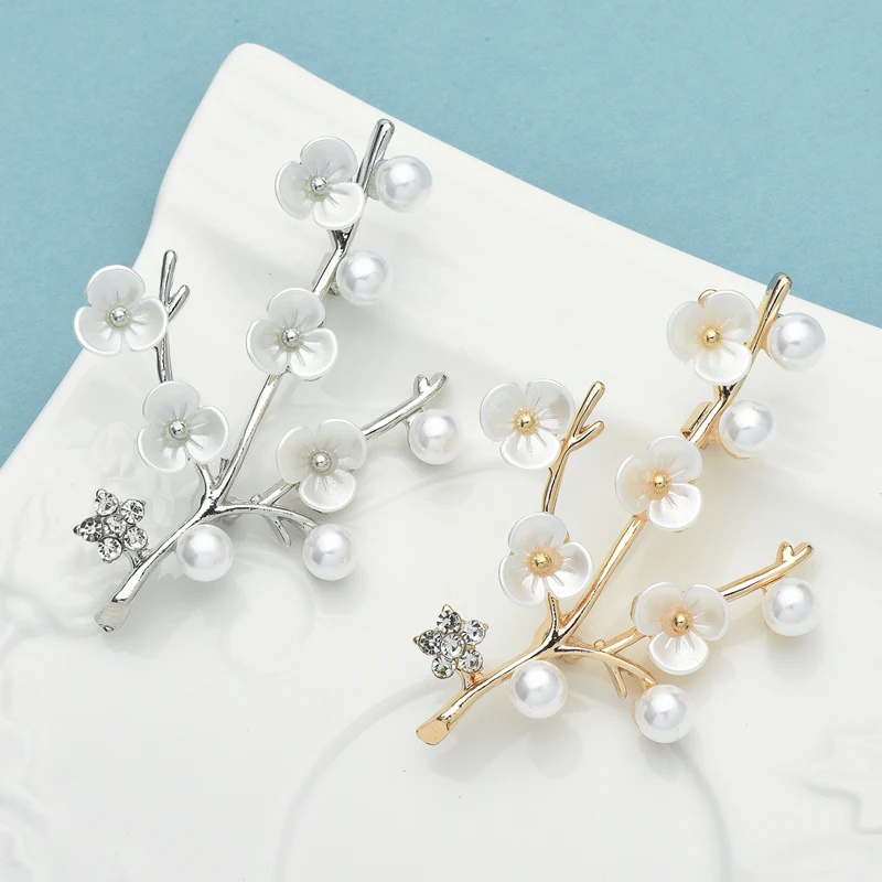 

Wuli&baby Beauty Plum Blossom Flowers Women Unisex 2-color Plants Party Office Brooch Pin Gifts