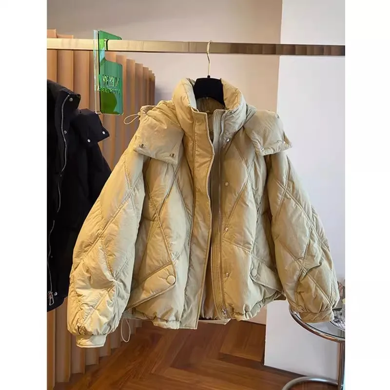

Men's Casual Oversized down Cotton Jaet Autumn Winter Hooded ort Sle 300 Pou Bread Sle Polyester Thiened Coat