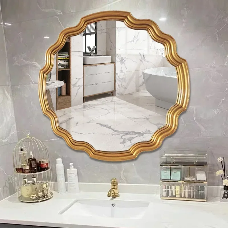 Luxury Wavy Makeup Mirror Wall Aesthetic For Bedroom Bathroom Garden Apartment Hotel Living Room Decorative Full Length view 2