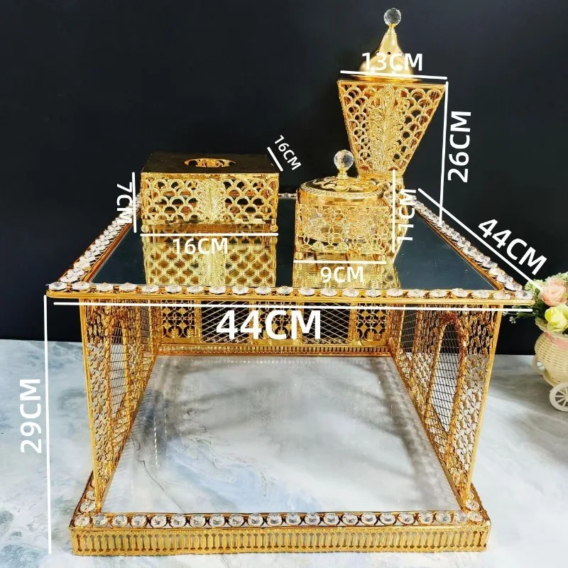 Five-star hotel crystal column metal sugar cup grill set table ornament