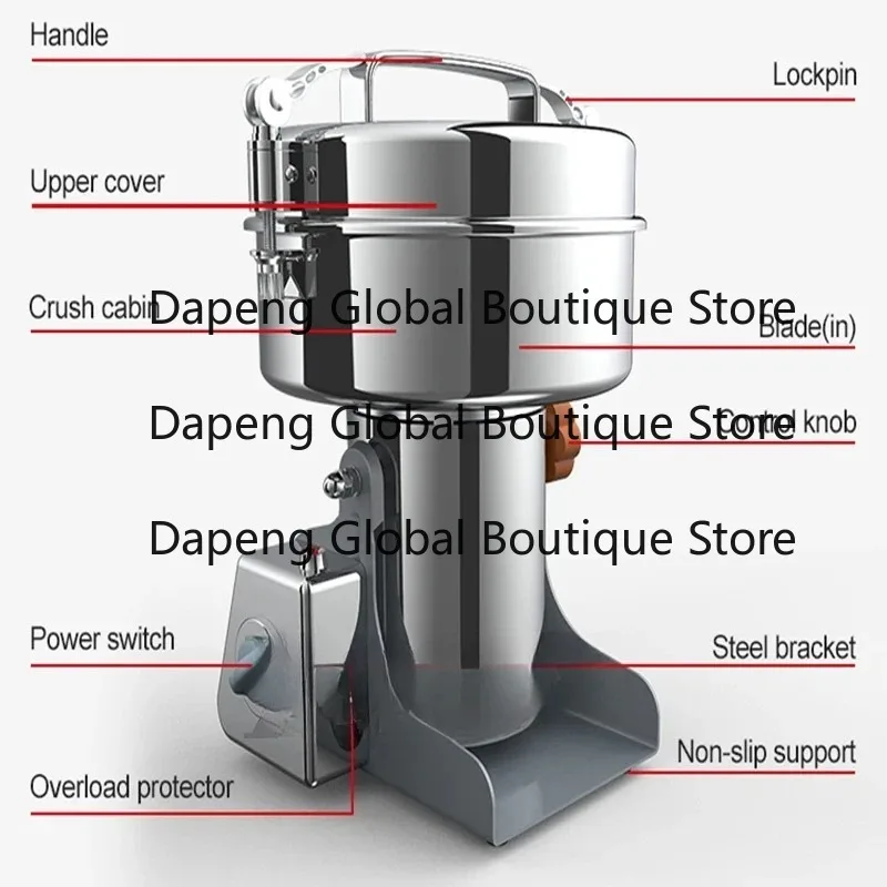 220V High Speed Swing Type Electric Pulverizer Grain Spice Dry Material Superfine Grinding Equipment