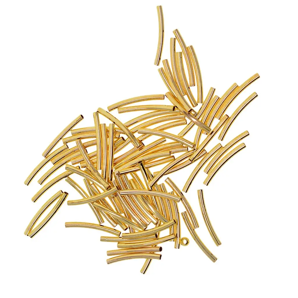 50x craftsmanship components bend tube pearls wind bell tube pearls - silver,