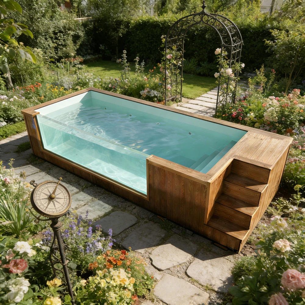 Above Ground WPC Pool Modular Customizable Design Waterfall Leisure Commercial Garden Home Backyard Piscina