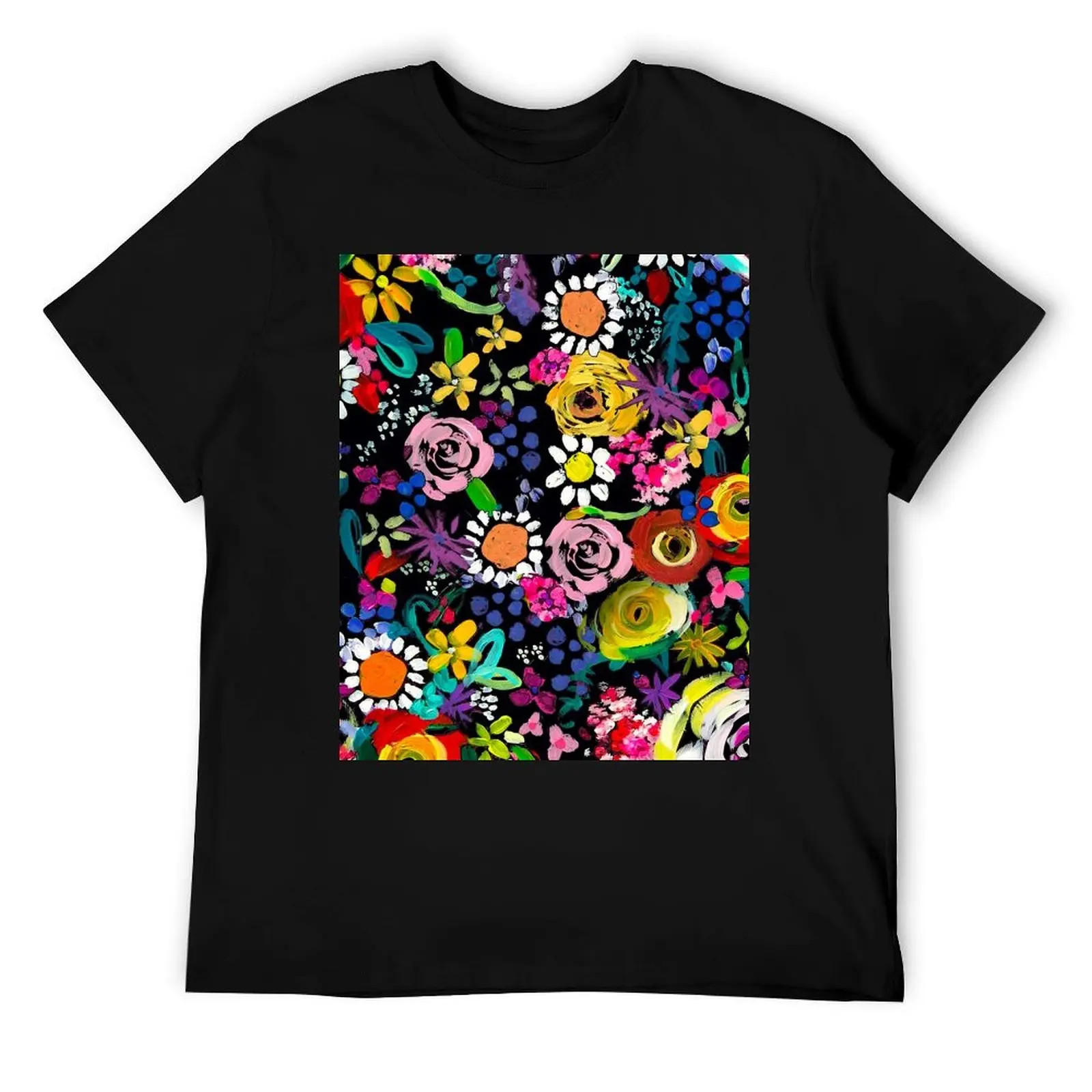 Les Fleurs T-Shirt mit lebendigem Blumenmuster, Anime-T-Shirts für Herren, T-Shirt für Herren, Baumwoll-T-Shirt