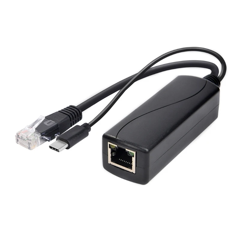 100Mbps Gigabit PoE Ethernet Adapter Type C to RJ45 Converters for Data R58F