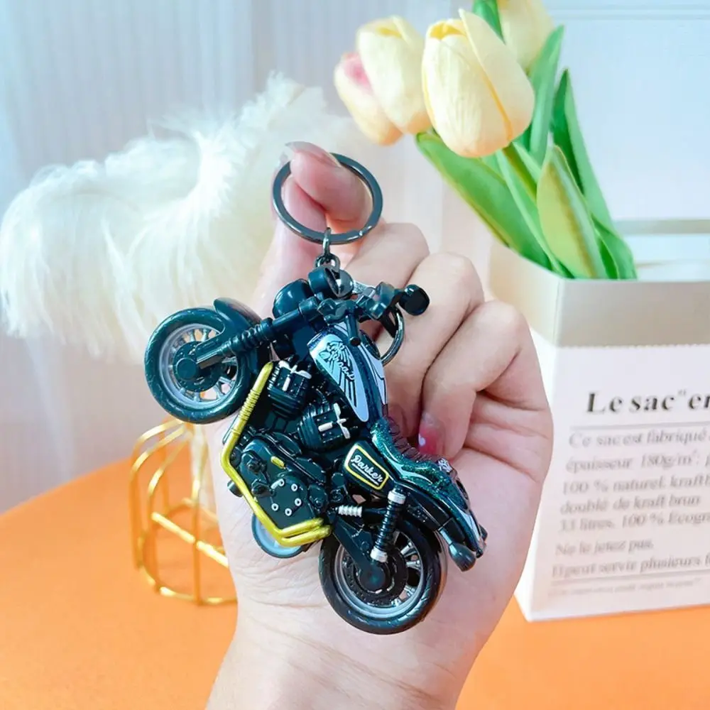 Creative Cool Mini Simulation Motorcycle Keychain Cartoon Key Chain Ring Holder Bag Pendant Model Toy Small Gift for Friend