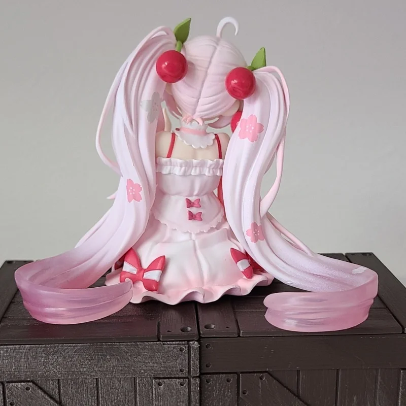 2025 New Sakura Miku Anime Toy Cute Hatsune Miku Pretty Girl Sitting Style Figurine Model Collection Toy Gifts
