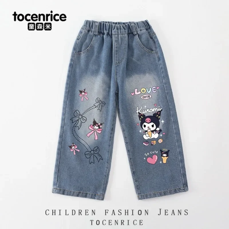 

Sweet Kuromi Anime Kawaii Sanrio Ins Fashion Long Jeans Trousers Clothing Cute Cartoon Loose Pants Lovely Gifts for Kids