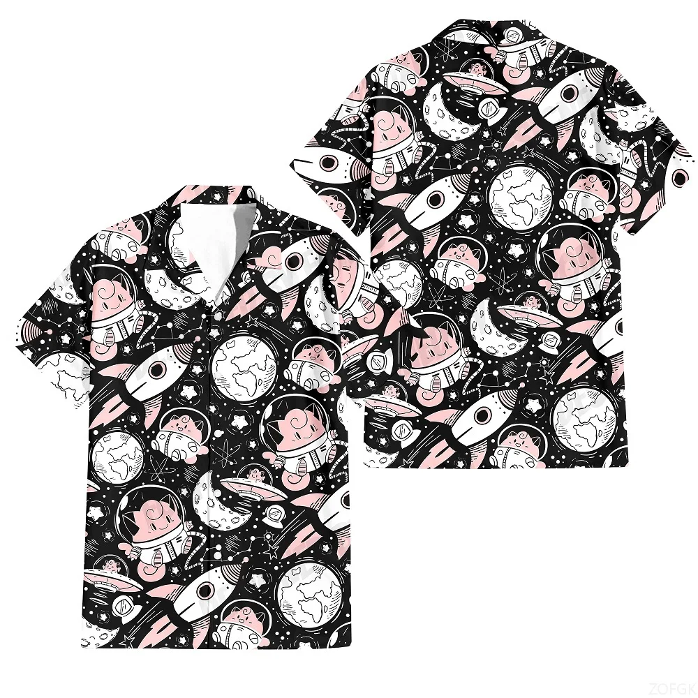 الصيف هاواي مضحك قميص للرجال ثلاثية الأبعاد طباعة فضفاضة هاواي شاطئ بلايز عادية كم قصير التلبيب بلوزة الشارع الشهير الذكور الملابس #5