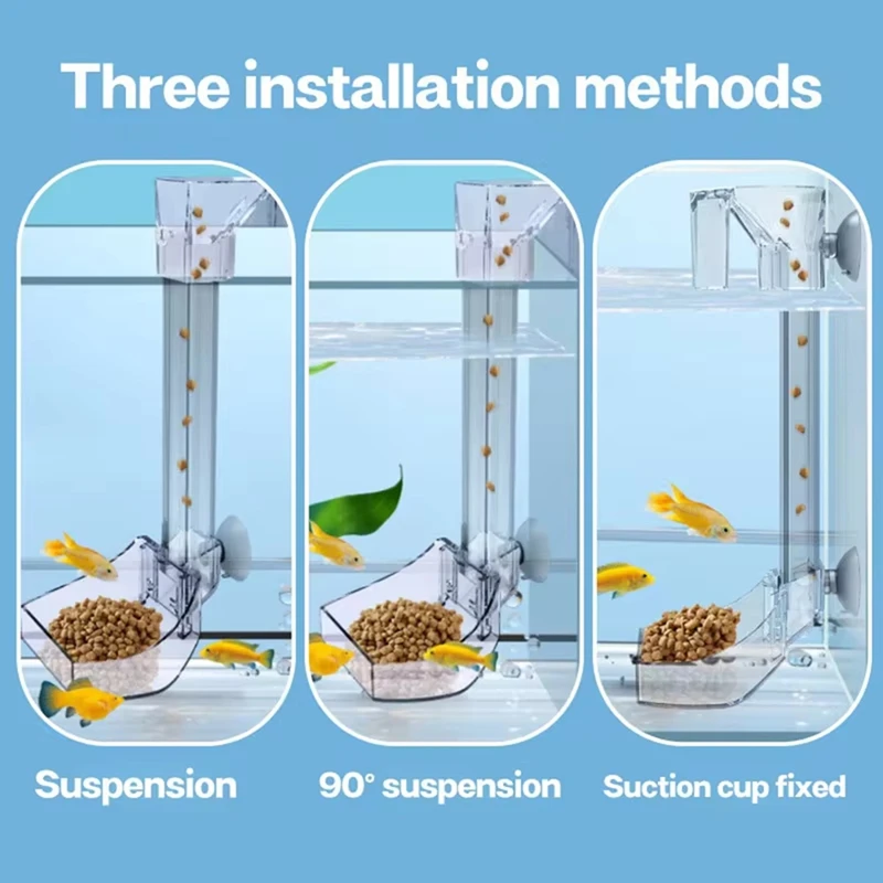 ABUN-Multifunctional Large Capacity Feeder Aquarium Feeding Tube Anti-Stuck Food Dispenser Transparent Design Fish Feeder