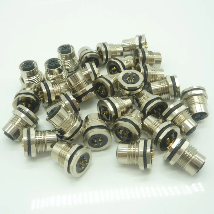 

5pcs M12 8-core male straight head plastic screw crimping waterproof aviation plug - on-site installation connector