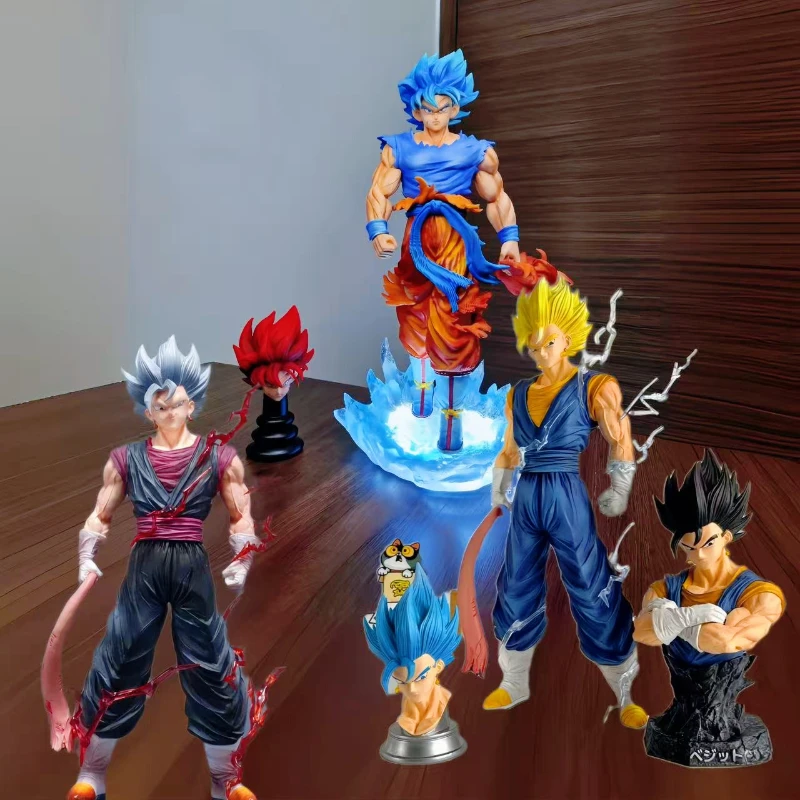 

Anime Dragon Ball Figures Son Goku Super Saiyan One HB Vegetto Three-headed Action Figures PVC Model Collectible Decoration Toys