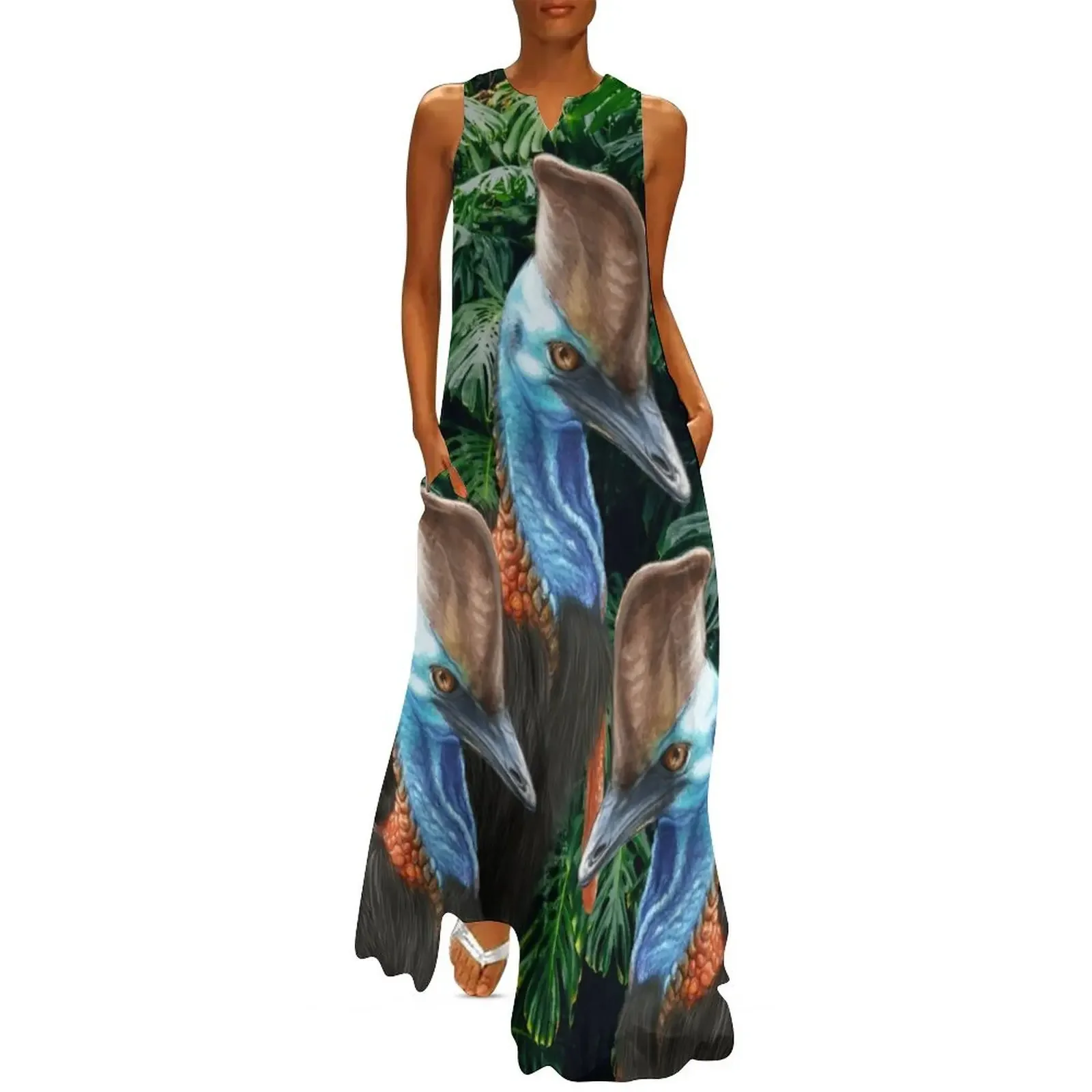 

Jungle Cassowary - by Nadya Neklioudova Long Dress evening dress women summer dress korean women